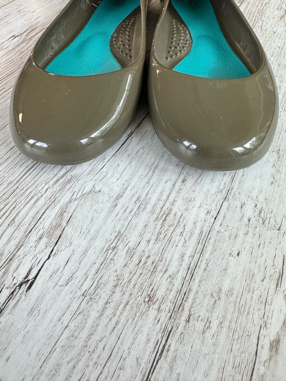 Oka B. Olive Eco-Friendly BioBased Shiny Patent Ballet Flats - Teal Insole 8 - Picture 4 of 11